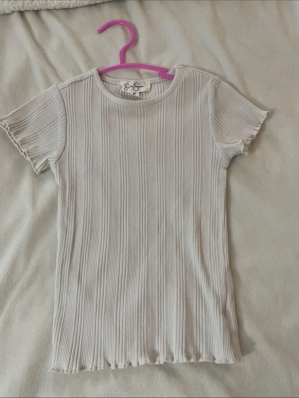 ❤️Jessica Simpson Ribbed Short Sleeve Tee in Cream